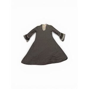 Max Studio Midi Dress Womens M Black White Polka Dot Bell Sleeves Romantic Fairy